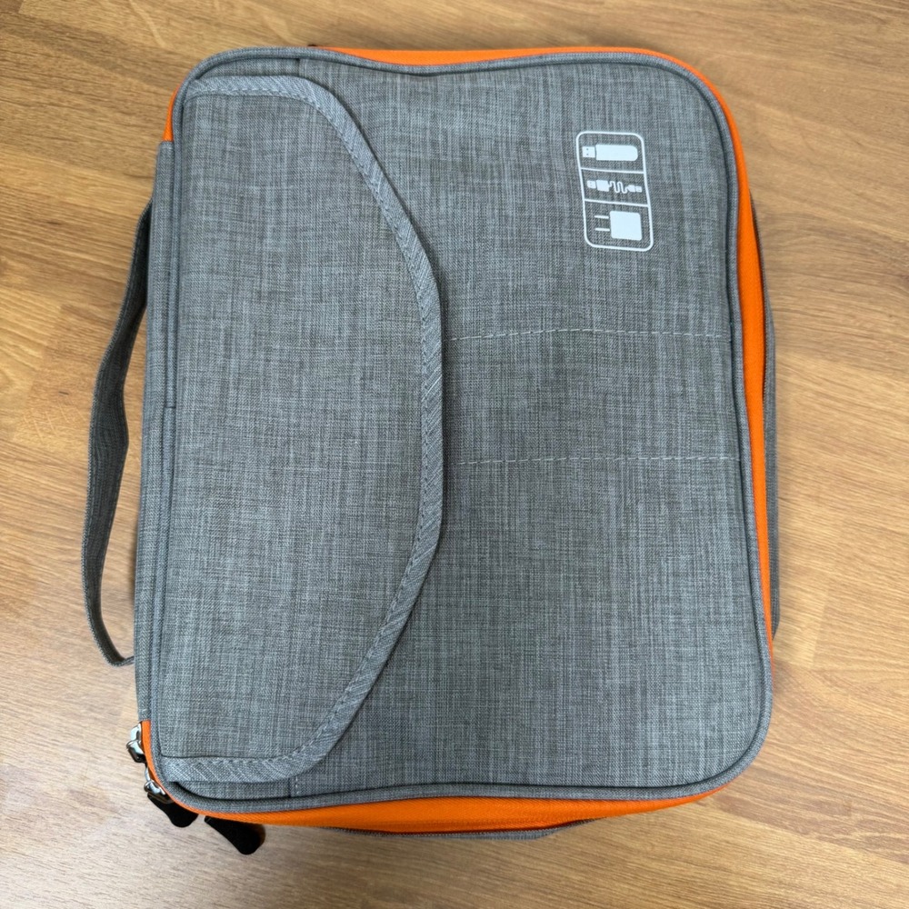 Jelly Comb Electronic Travel Organizer Bag Gray Orange Tech Cable Storage Case